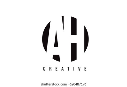 AH A H White Letter Logo Design with Circle Background Vector Illustration Template.