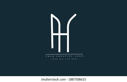 AH HA abstract vector logo monogram template