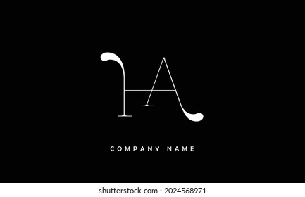 Monograma con el logotipo de letras de alfabetos AH, HA