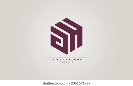 AH HA Box 3D Letter Alphabet Minimalist logo design