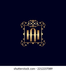 AH HA GOLD ORNATE ROYAL LUXURY LOGO