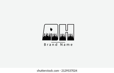 Plantilla de monograma del logotipo del vector abstracto AH A H