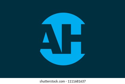 AH HA A H Uppercase Circular Letter Initial Logo Design Template Vector Illustration
