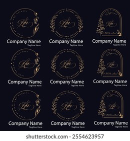 ah ha initial signature logo template vector