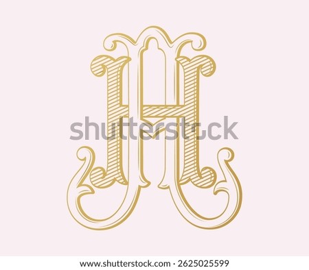 AH  HA  logo AH  logo HA Letter AH Letter HA  Monogram AH  Monogram HA Wedding Monogram, Wedding Logo, Logo Design , Monogram Vintage