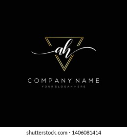 AH handwriting initial logo template vector.