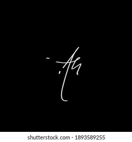 Ah handwritten logo for identity Black background