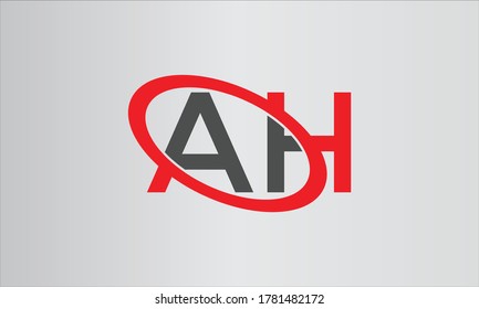 AH, A H,elegant logo template in Red and Grey color, vector file .eps 10.