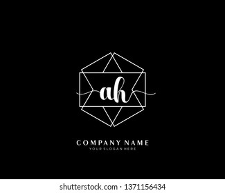 AH initial handwriting logo geometric template vector