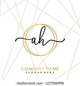 AH Initial Handwriting logo template vector