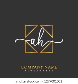 AH Initial Handwriting logo template vector