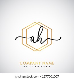 AH Initial Handwriting logo template vector