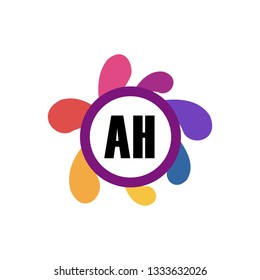 AH  Initial Handwriting logo template vector