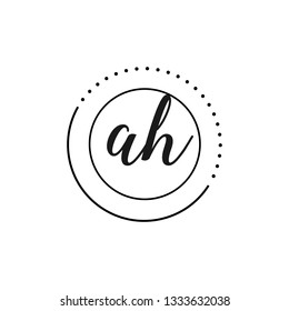 AH  Initial Handwriting logo template vector