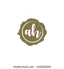 AH  Initial Handwriting logo template vector