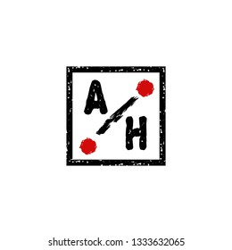 AH  Initial Handwriting logo template vector