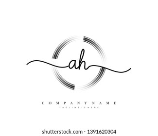 AH initial handwriting logo template vector
