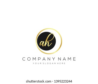 AH Initial handwriting logo template vector.