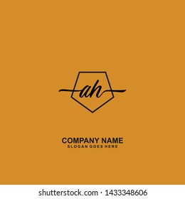 AH Initial handwriting logo template vector