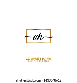 AH Initial handwriting logo template vector
