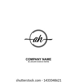 AH Initial handwriting logo template vector