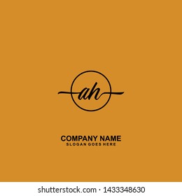 AH Initial handwriting logo template vector