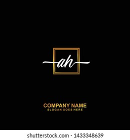 AH Initial handwriting logo template vector