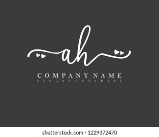 AH Initial handwriting logo vector