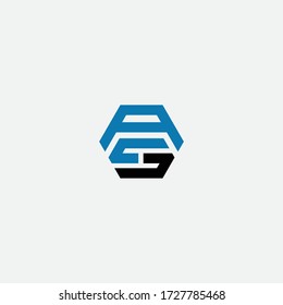 ah initial hexagon. logo line vector 
