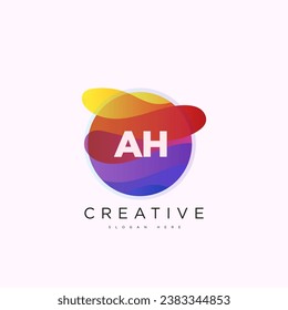 AH Letra inicial plantilla de logotipo 3D diseño de esferas de círculo colorido para identidad empresarial y de empresa