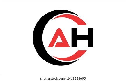 Letra inicial del icono de círculo creativo de AH swoosh logo de vector de diseño. monograma, membrete, círculo, caligrafía, símbolo, emblema, elegante, abstracto, marca de palabras, signo, arte, tipografía, icono, mínimo, premium