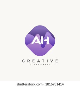 AH Initial Letter logo icon design template elements with wave colorful art.