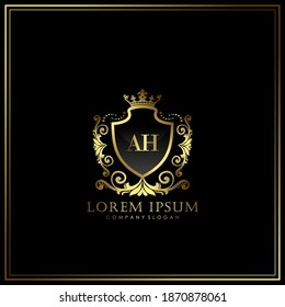 AH Initial Letter Luxury Logo template in vector art for Restaurant, Royalty, Boutique, Cafe, Hotel, Heraldic, Jewelry, Fashion and other vector illustration