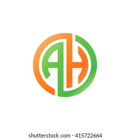 AH initial letters linked circle logo orange green