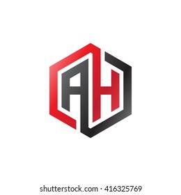 AH initial letters loop linked hexagon logo red black