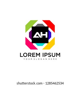  AH initial logo template vector