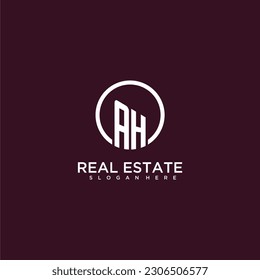 AH initial monogram building logo for real estate with creative circle style design