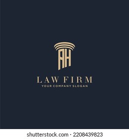 AH initial monogram lawfirm logo with pillar design