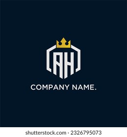 AH initial monogram logo design for hexagon style  crown elegant image