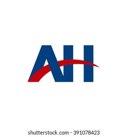 AH initial overlapping swoosh letter logo blue red