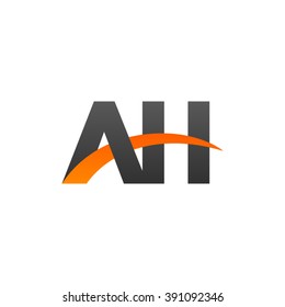 AH initial overlapping swoosh letter logo black orange