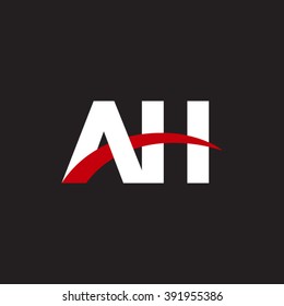 AH initial overlapping swoosh letter logo white red black background
