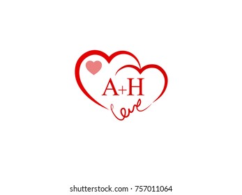 AH Initial wedding invitation, love logo template vector