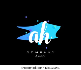 AH initials handwriting letters logo with colorful shape background - Vector 