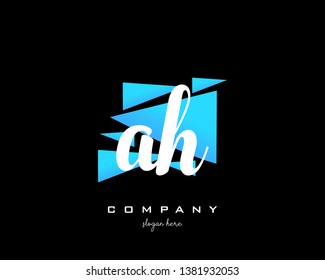 AH initials handwriting letters logo with colorful shape background - Vector 