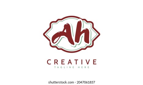AH Initials, handwriting logo vector