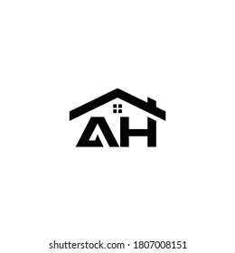 AH initials logo vector with minimalist house design