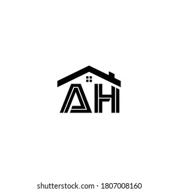 AH initials logo vector with minimalist house design