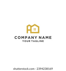 AH initials logo vector with minimalist home house design