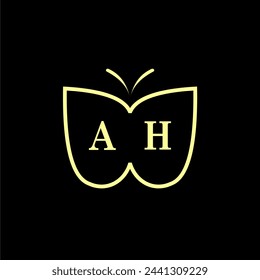 AH Initials Luxury Butterfly logo Vector illustration